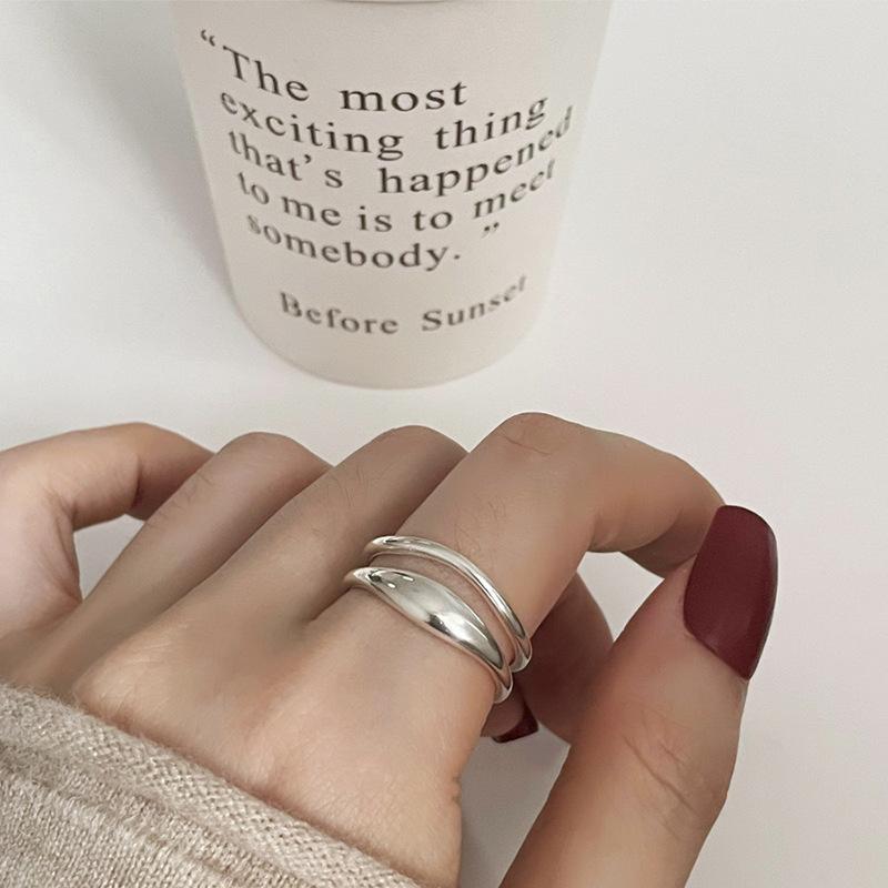 

Уникальное корейское регулируемое кольцо с двойным слоем и открытой шинкой для женщин, минималистичная мода