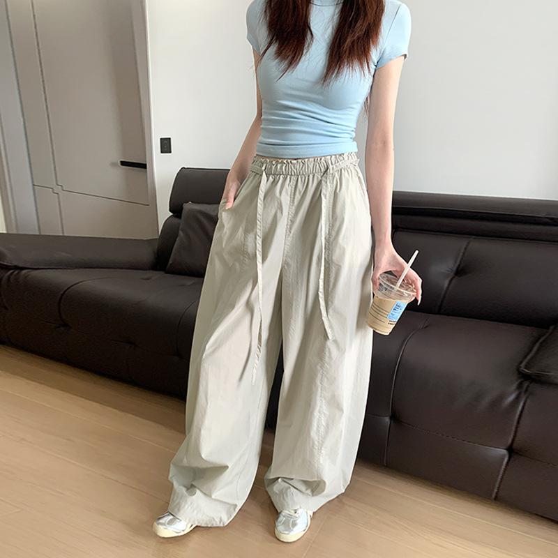 Quick-drying Scimitar Wide-leg Pants Women's Summer Thin New High-waisted Loose Straight Casual Overalls