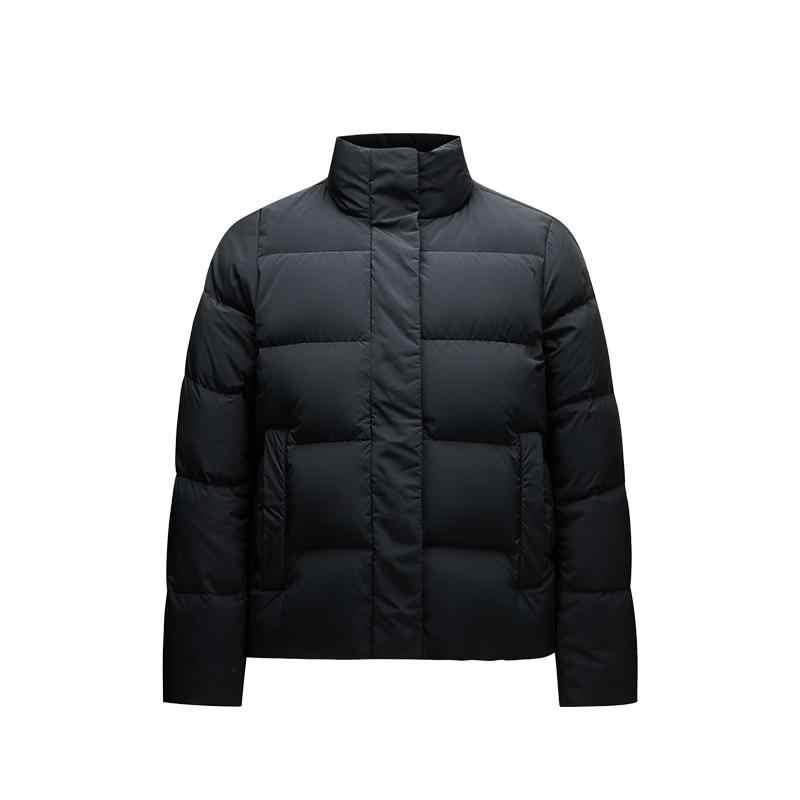 Anta Solid Color Zipper Stand Collar Comfortable Breathable Versatile Casual Down Jacket Women Outerwear Basic-Black 162447915-4
