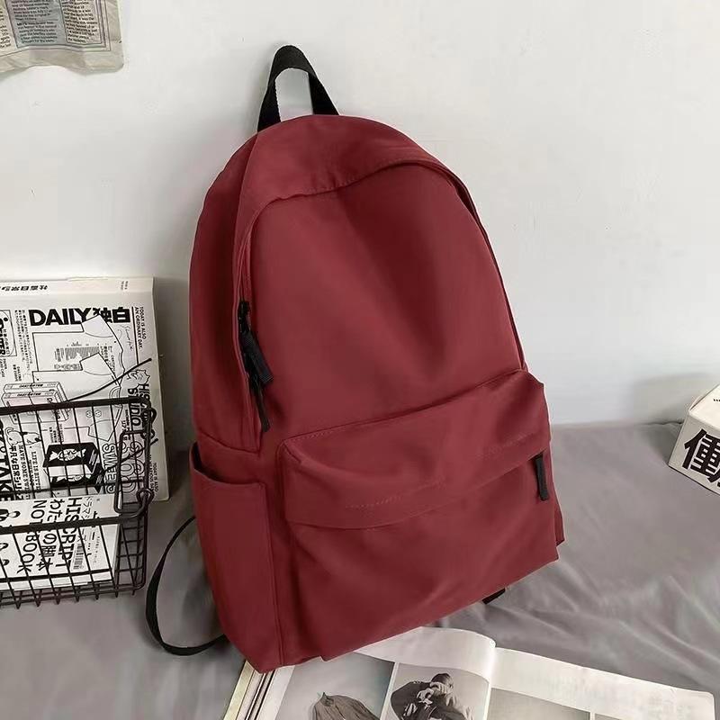 

Backpack Student Campus Comfortable Canvas School Bag Junior High School Student Simple Solid Color Large Capacity Backpack червоний
