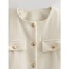 GMXIA Women's Vintage Casual Solid Color Print Autumn Winter Long Sleeve O-Neck Jackets & Coats