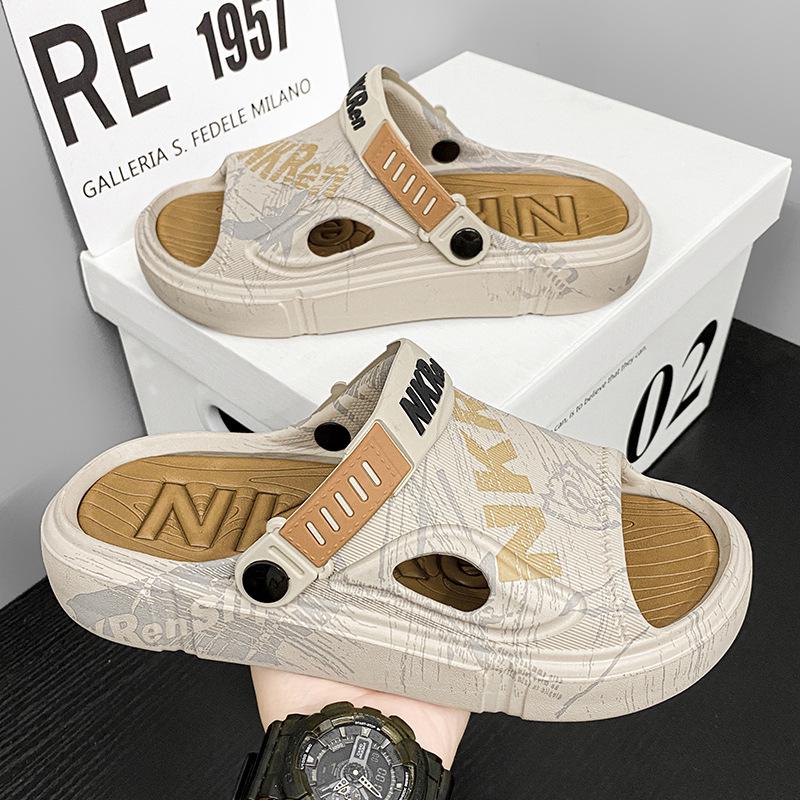 

Men s Non-Slip Summer Sandals with Heel - Soft Sole Outdoor Beach Slippers, Plus Size. 39/40 хаки
