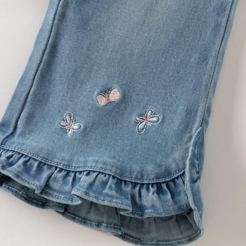DAVE&BELLA Girls' Ruffle Trim Flare Denim Jeans