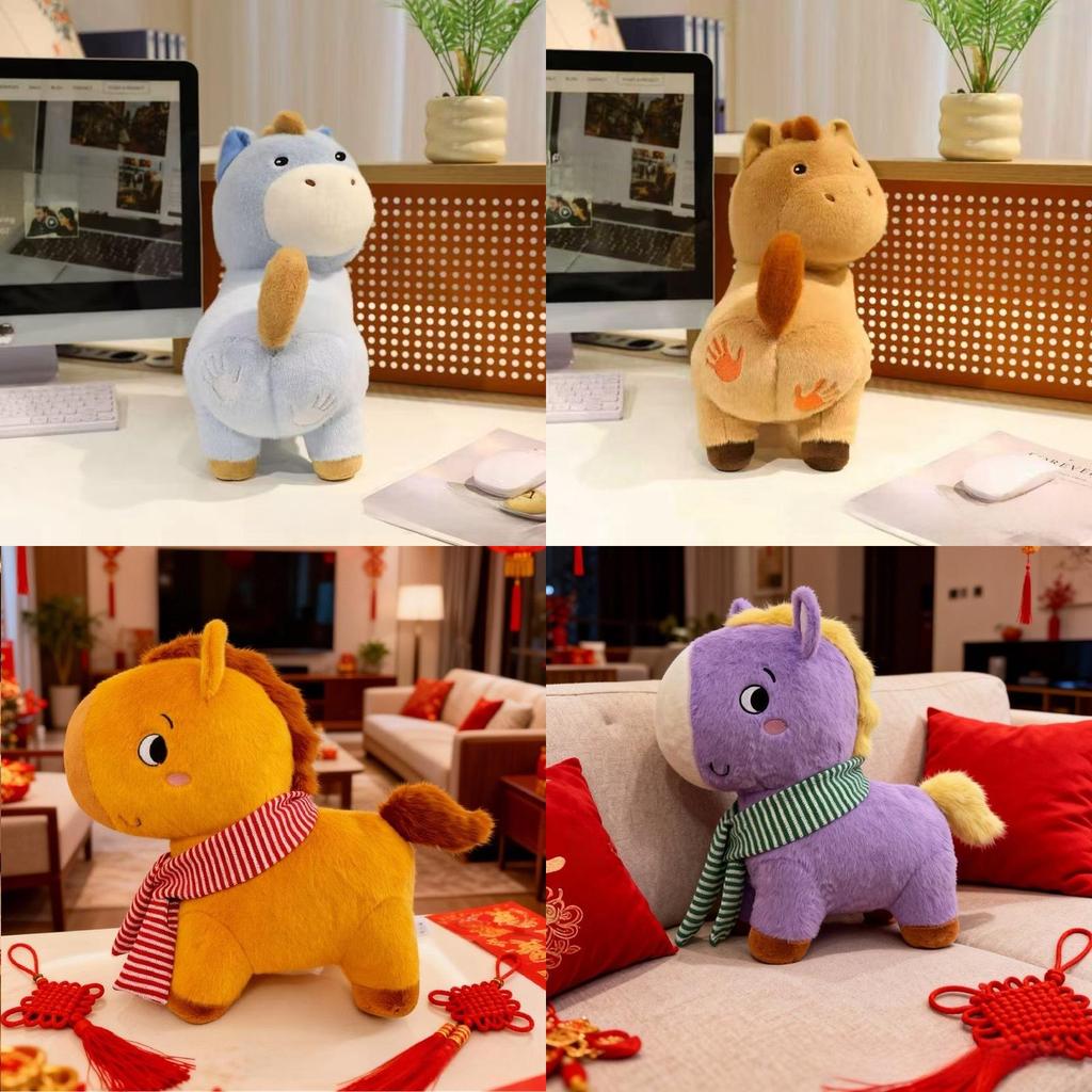 Lucky Year Of The Horse Plush Toy With Short Velvet Fur For Home Decor And Gifts
