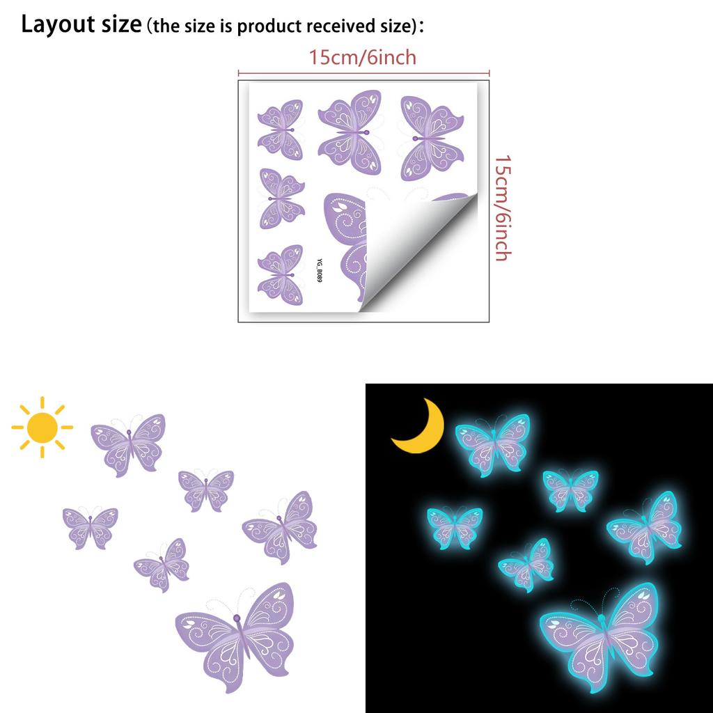 Glow-in-the-Dark Butterfly Wall Decals for Bedrooms, Living Rooms and Children's Rooms