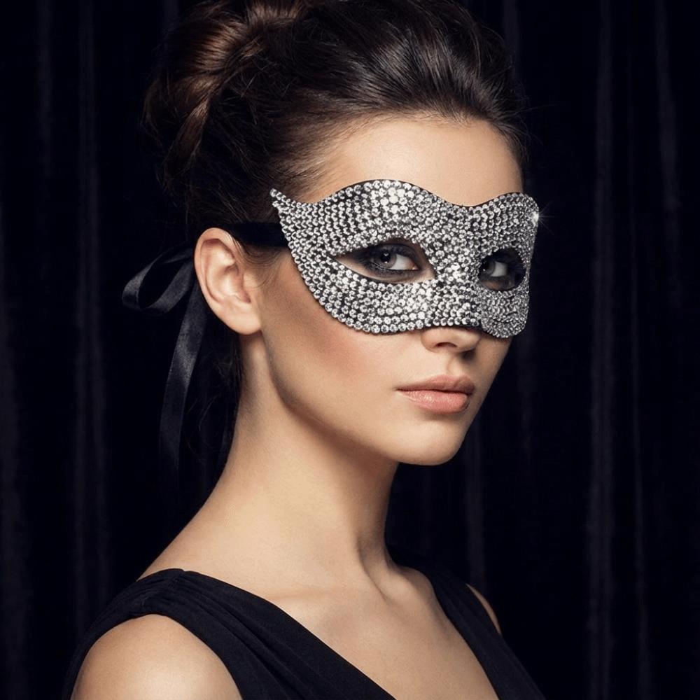 Studded Design Halloween Rhinestone Mask Plastic Masquerade Mask Half Face Mask Themed Event