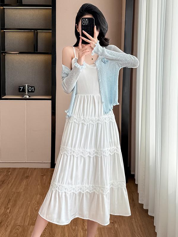 Spring Fashion Set: Women's Fairy Camisole Dress & Knit Cardigan