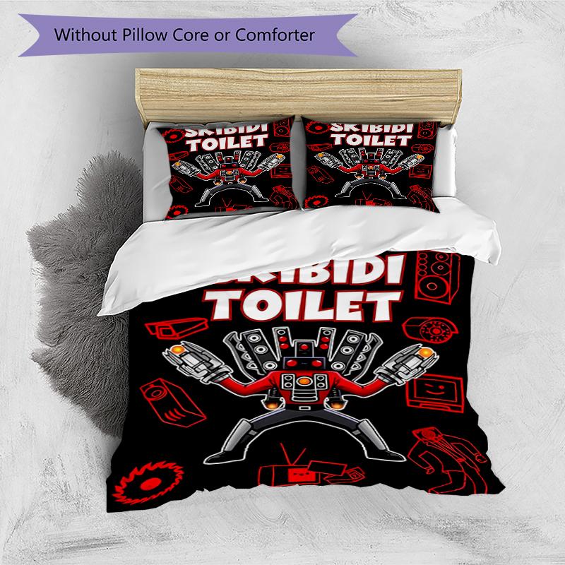 3pcs Skibidi Toilet Multiverse2 Design Cover Set - HD Printed Bedding with 1 Cover and 2 Pillowcases - Perfect for Home and Dorm Decor