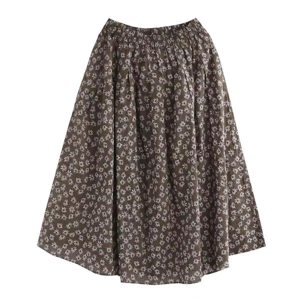 Gonna Midi Floreale Retro da Donna a Vita Alta - Design Versatile e Snellente Taglie Forti