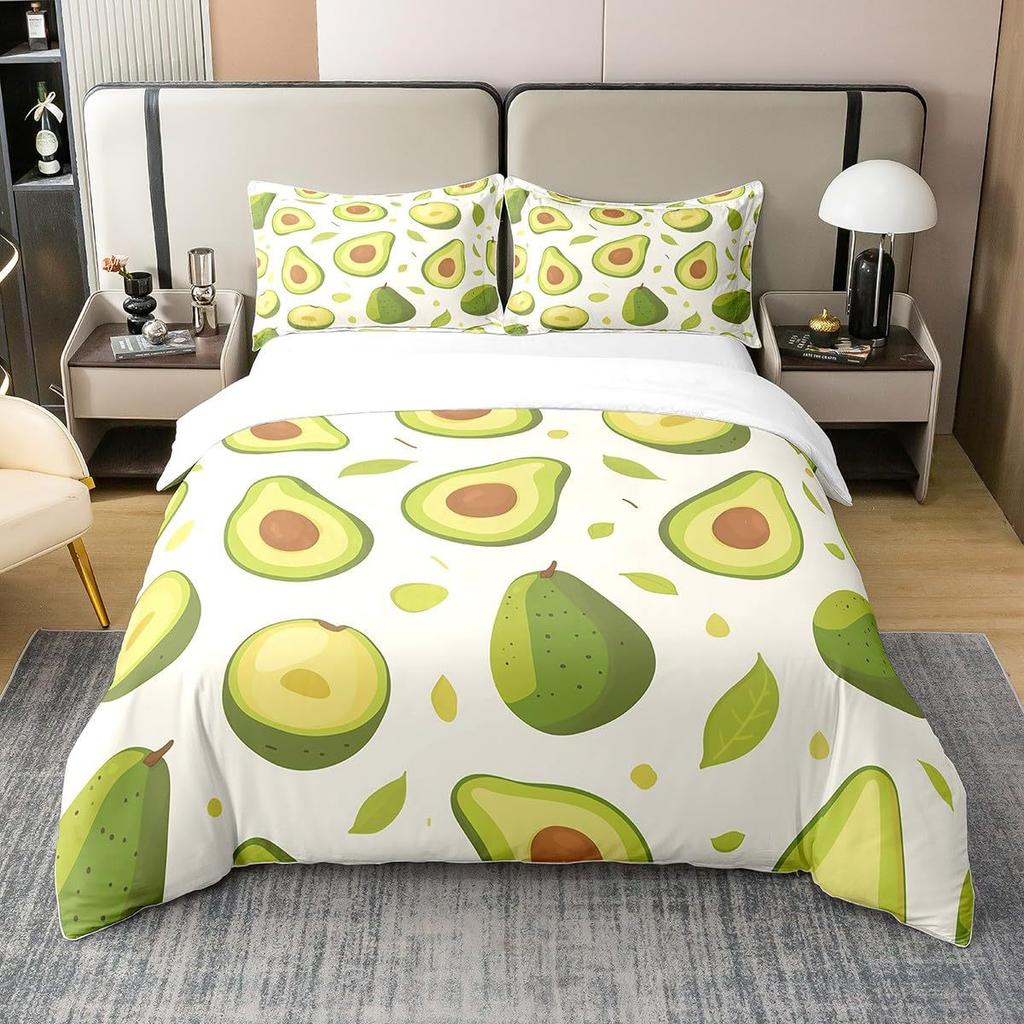 Avocado Duvet Cover Three-piece Set Fun Pattern Bedding Set with Pillowcase
