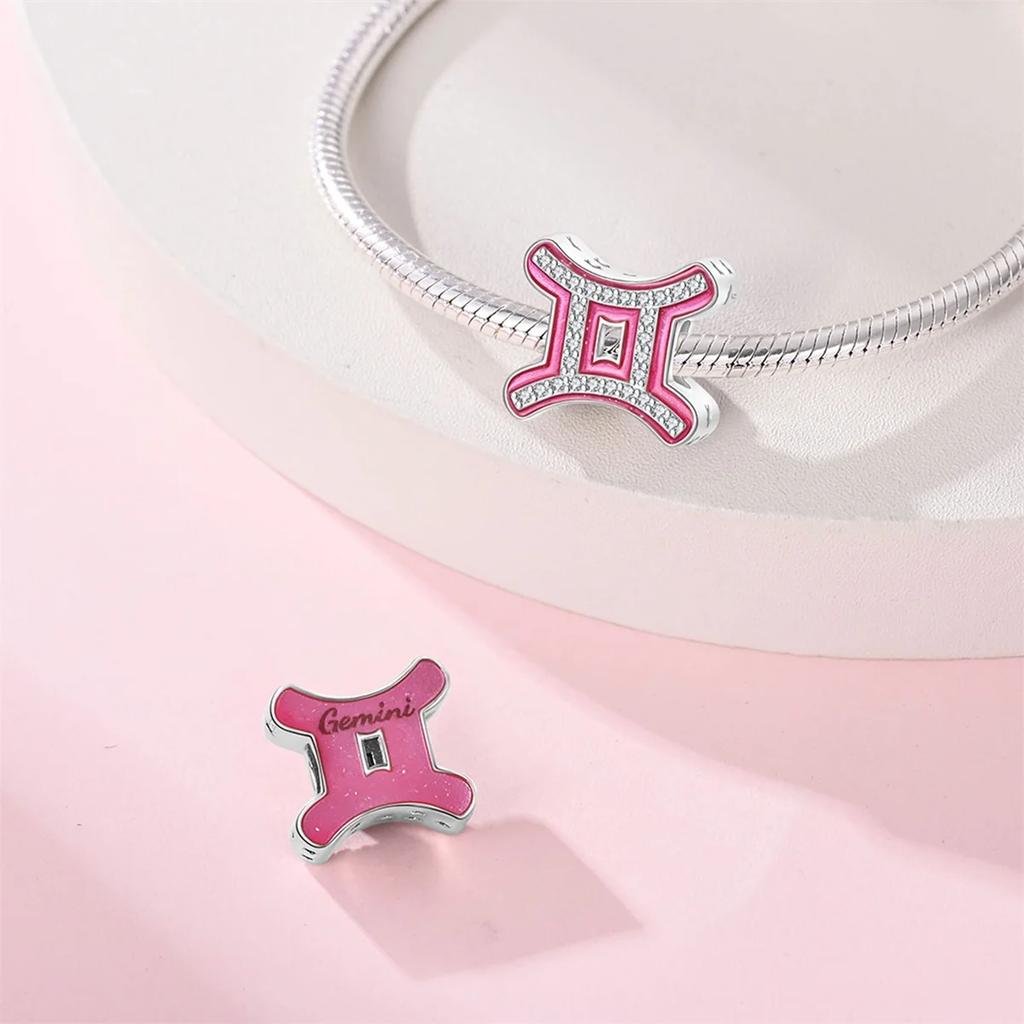 Pink Series Copper Alphabet Charms Beads Cute Letter Fit Original Bracelet Bangle Necklace Diy Jewelry