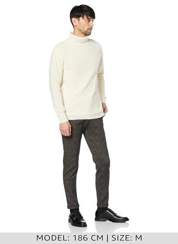 Amazon Essentials Men's Rib Knit Turtleneck Sweater, 100% Cotton, Ivory, Size XL