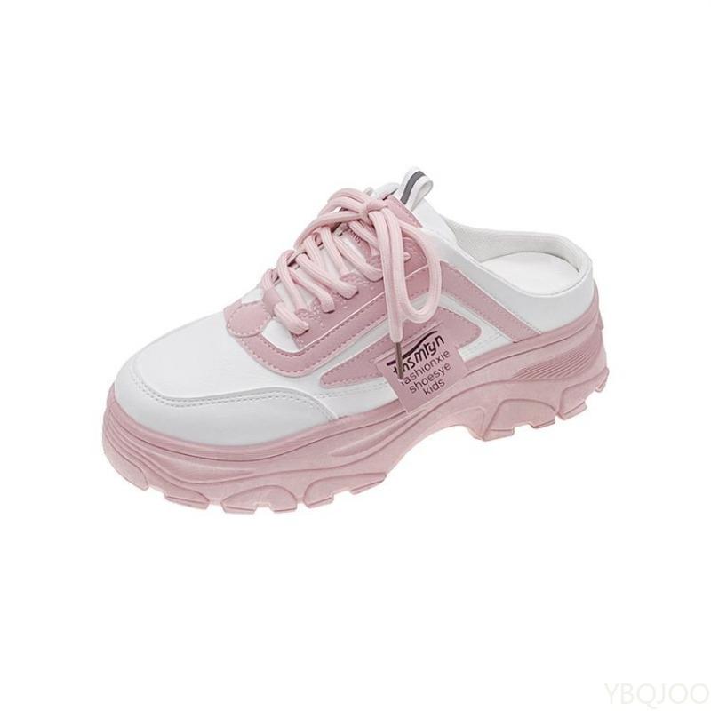 Fashion Baotou Half Slippers for Outdoor Wear Spring New Style Without Heels Thick Soled Shoes One Foot Off Women's Casual Single Shoes