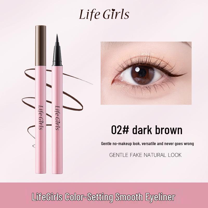 

Life Girls Надтонкий водостійкий підводка для очей - Стійкість кольору, Не розмазується, Гладка, Природний тіньовий ефект темно-коричневого кольору
