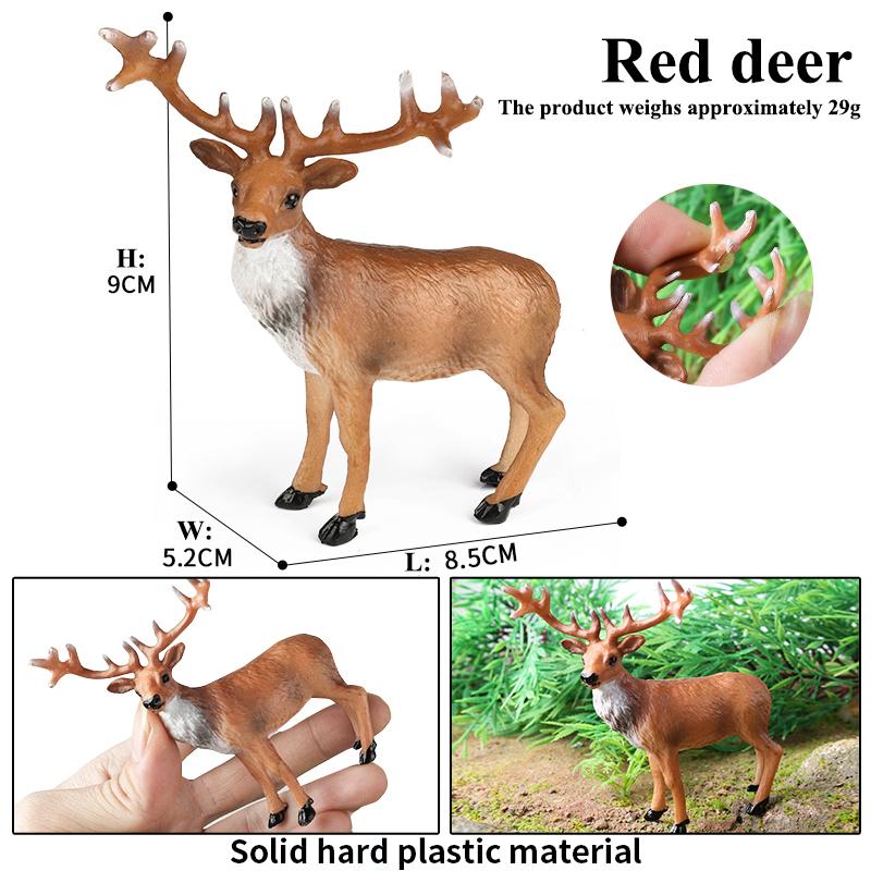 Oenux Forest Deer Animals Simulation Wild White-Tailed Elk Action Figures Moose Figurines Model Decoration Toy Kids Xmas Gift
