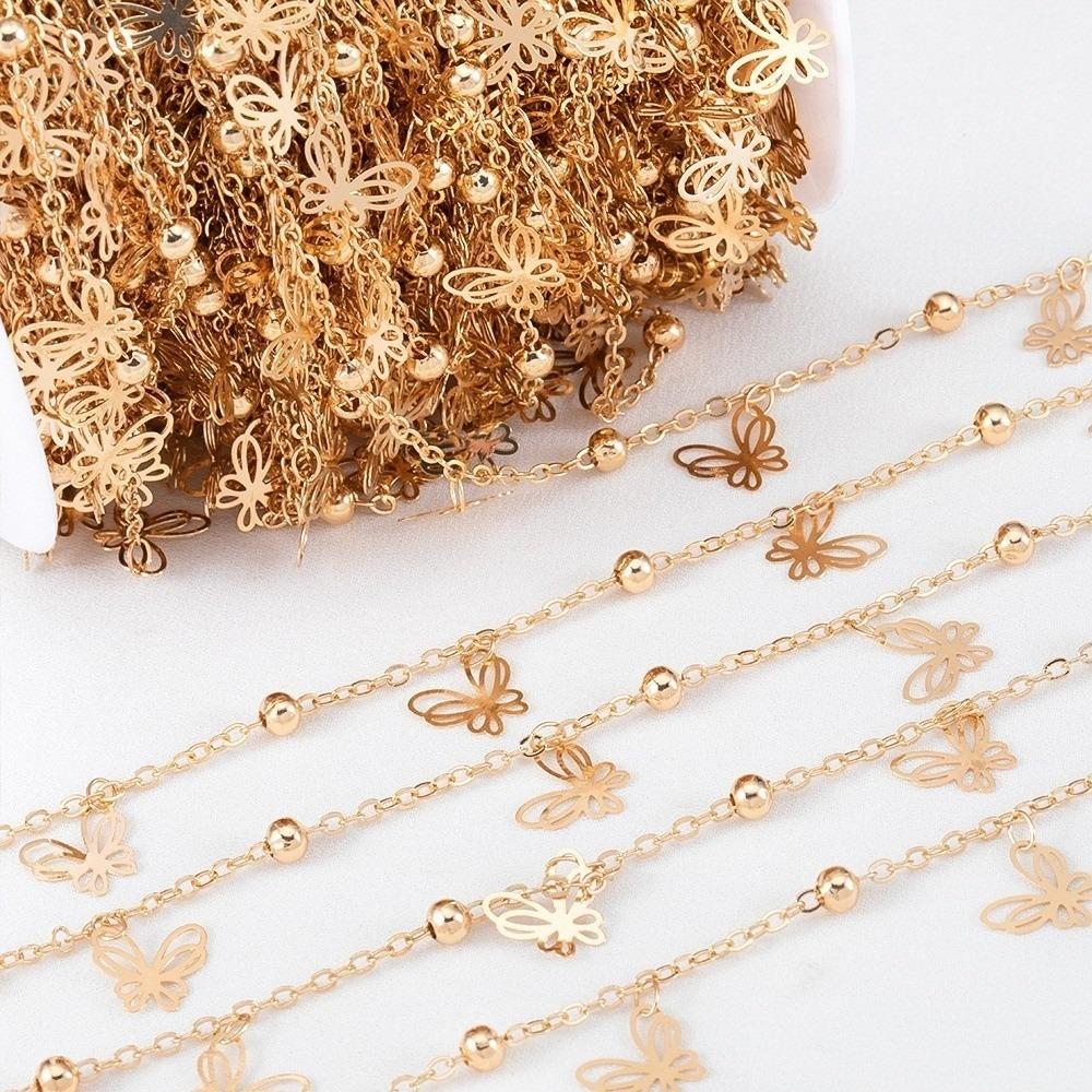 

100cm Butterfly Pendant Chain No Fade Copper Bracelet Making Chain Gold/Silver Jewelry Making Chain