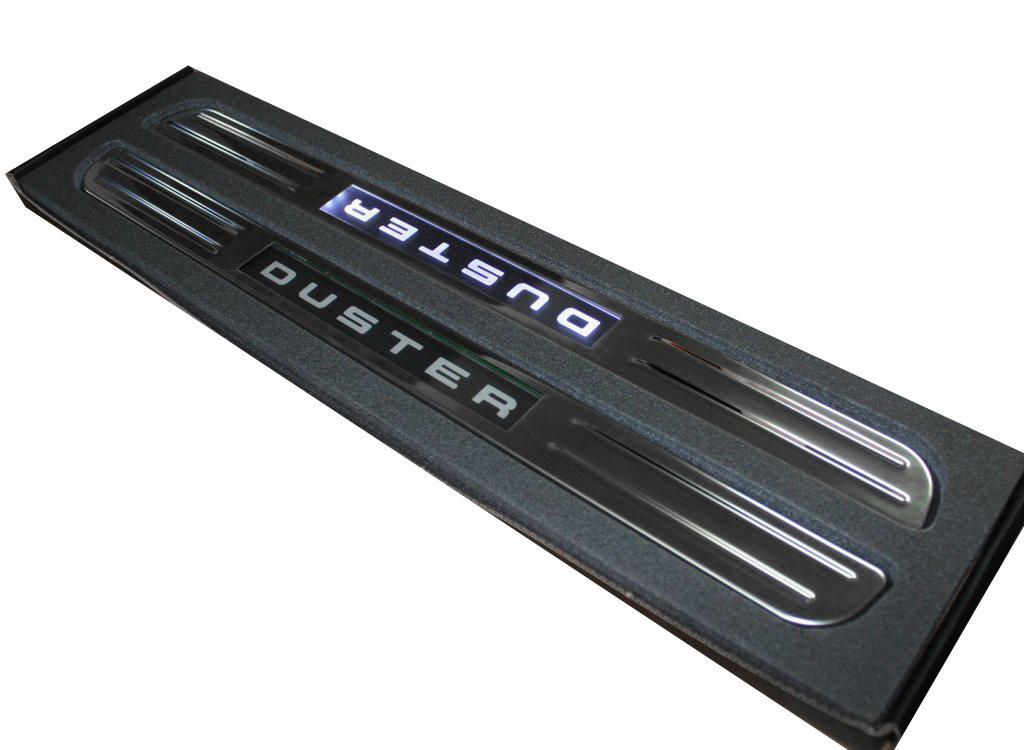 

Illuminated wireless thresholds (2 pcs, stainless steel) for Dacia Duster 2008-2018