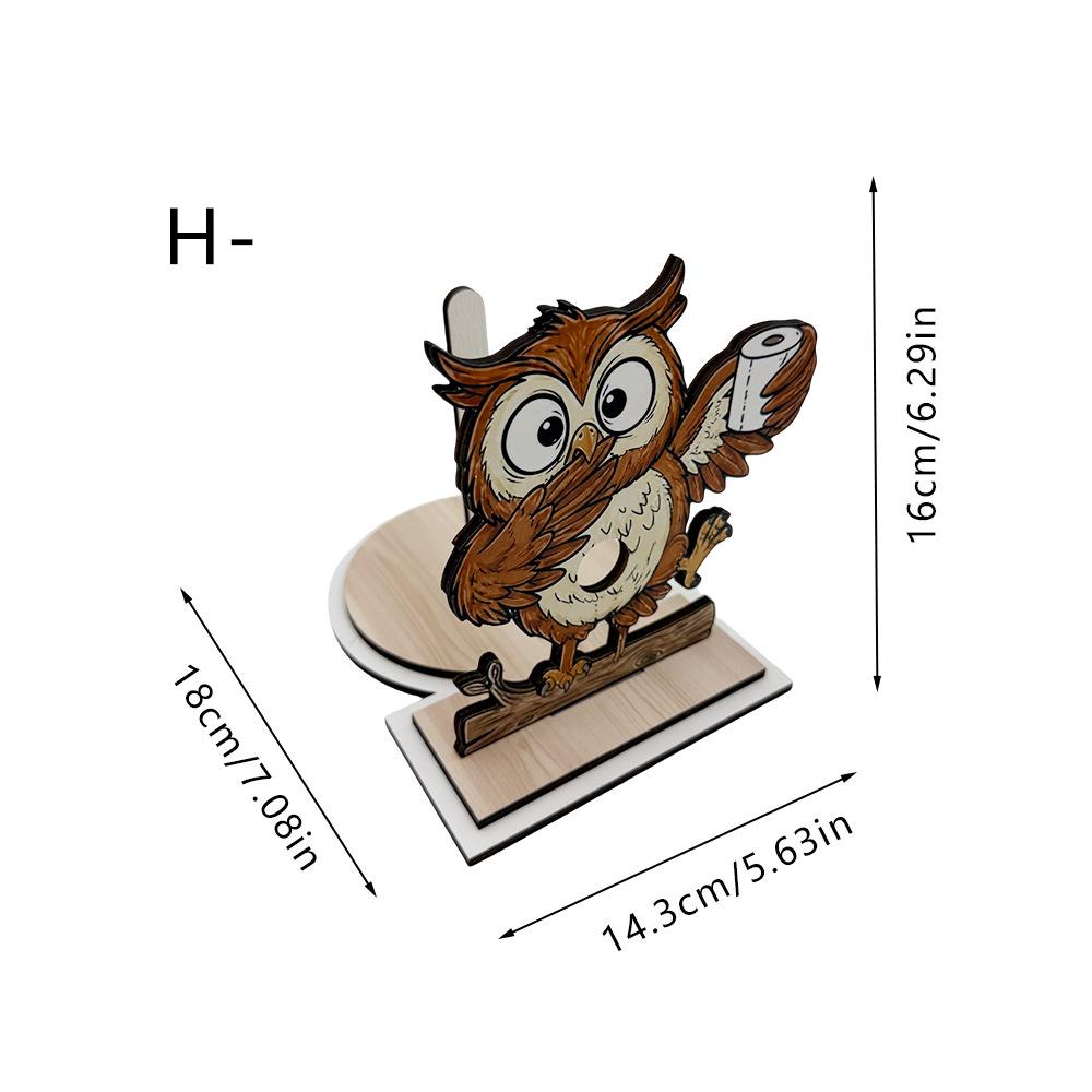 Creative and Funny Wooden Cartoon Animal Vertical Bathroom Entrance Countertop. Bathroom Personalized Roll of Toilet Paper Holder.