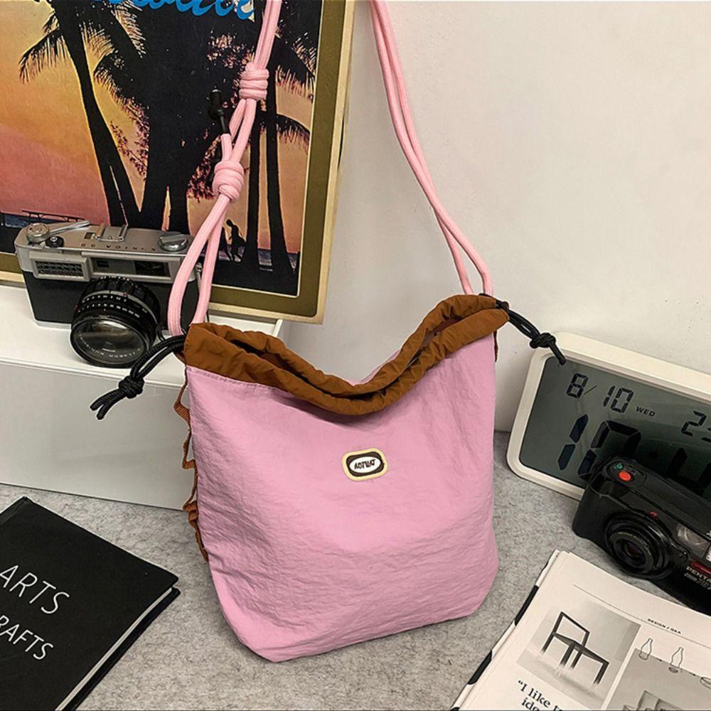 Sports Drawstring Crossbody Bag Solid Color Mobile Phone Pack Quick-dry Nylon Shoulder Bag Outdoor