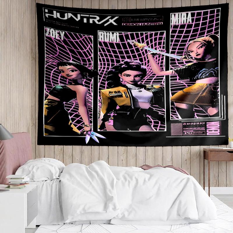 Kpop Hunter12 Tapestry for Bedroom Aesthetic Classroom Tapestries Wall Hanging for Living Room Dorm Office,Ideal Creative Gift