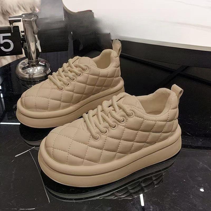 Fashion Autumn and Winter Plush and Warm Women's Cotton Shoes 2024 New Breathable Thick Sole Anti Slip Women's Vulcanized Shoes Sneakers