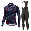 Mens Long Sleeve Cycling Jersey Set Breathable Quick Dry Bike Riding Sportswear