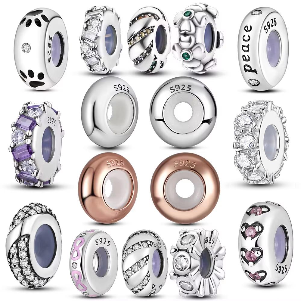 Copper Metal Silicone Spacer Stopper Clip Charm Bead Components Chamilia Bead Components Compatible With Authentic Original Necklace Bracelet High
