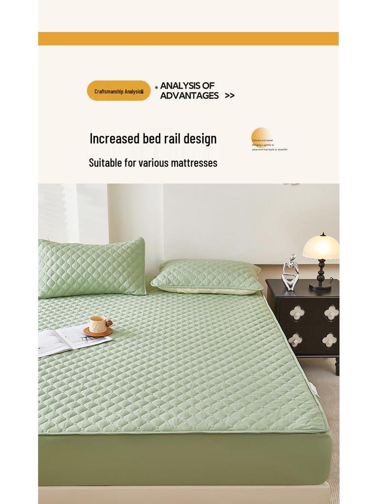 Class A Waterproof Quilted Mattress Protector - Dustproof, Skin-Friendly, Single/Double Bed Cover.