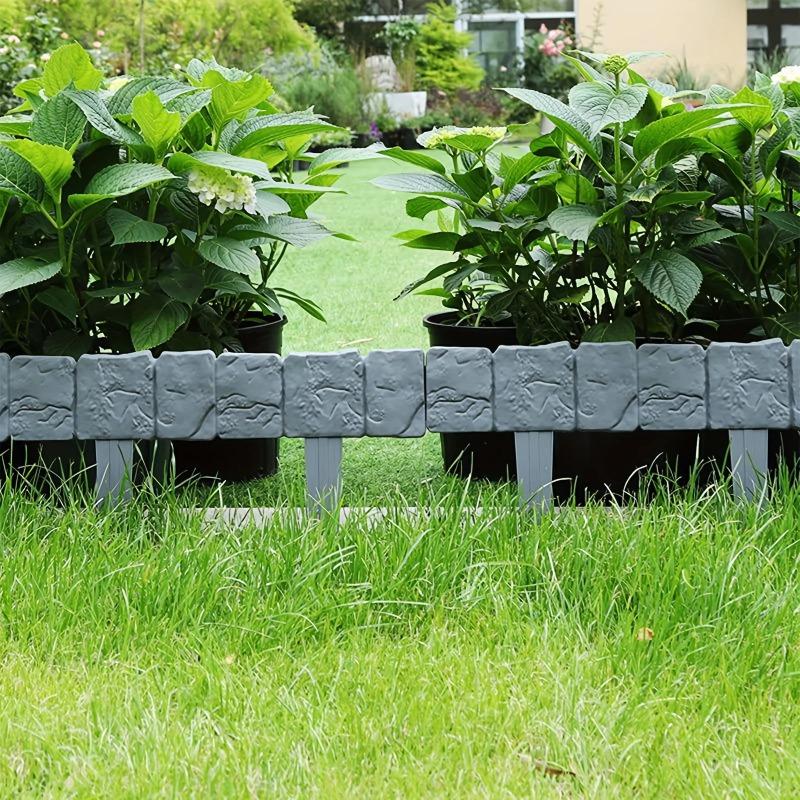 Plastic Garden Edging Border, Imitation Stone Fence Panels, Patio Outdoor Barrier, DIY Garden Landscape Edge Border Spliceable