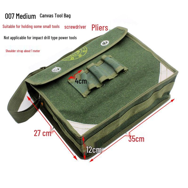 Durable Multifunctional Canvas Electrician Tool Bag - Large Size, Wear-Resistant, Single Shoulder Design