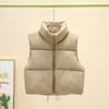 New Arrival Winter Cotton Vest for Women, Loose Fit Korean Style Slimming Simple Stand Collar Short Sleeveless Jacket