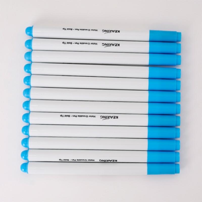 10Pcs Water Erasable Fabric Marker 1.0mm Broad Tip Water Soluble Fabric Marking Pen for Clothing Tailoring Sewing Craft