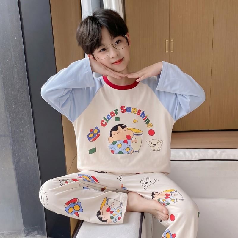 Jungen Baumwoll-Pyjama-Set Langarm Cartoon-Print Nachtwäsche Kinder Teenager 8 Jahre