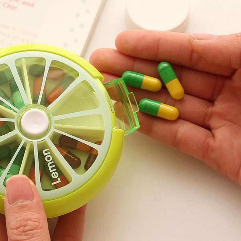 1PC - Convenient Seven Grid Round Medicine Box, Small and Convenient, Essential Medicine Box for Traveling