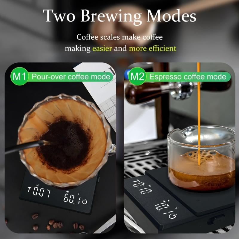 Delicate Portable Coffee Scale With Two Brewing Mode 0.1g Accuracy Measurement And USB Rechargeable Design
