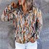 Women's Casual Fashion Vintage Print Long Sleeve Button Pullover Hoodies Sweatshirts