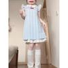 Sweet plaid lace short sleeve summer new nightdress Japanese student dress loose pajamas can be worn outside