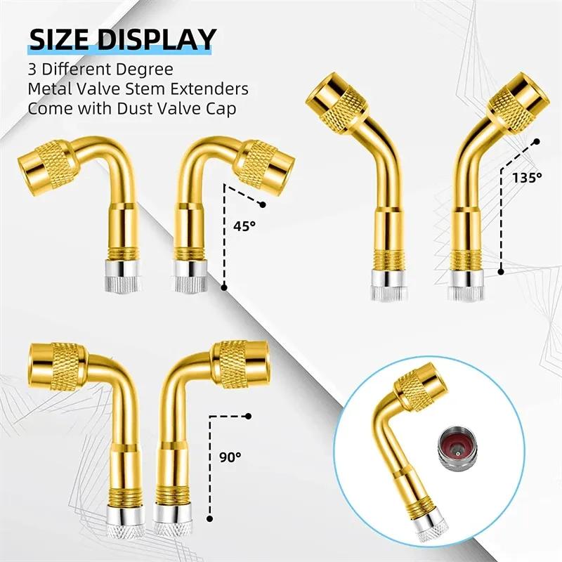 45 90 135 Degree Angle Tire Valve Extension Adapter Car Valve Stem Adapter for Car Truck Motorcycle Cycling Accessories