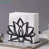 Tissue Holder,Black Stainless Steel Coffee Cup  Lotus Flower Theme Napkin Holder For Table