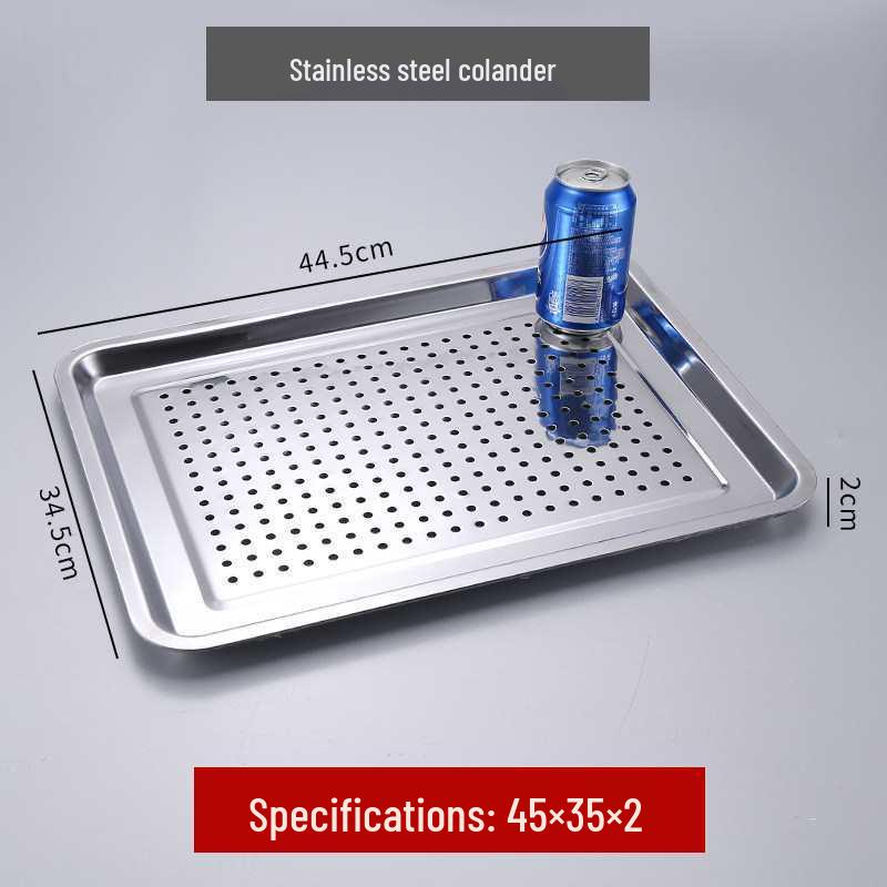 304 Stainless Steel Rectangular Tray for Steamed Fish, Rice, Chee Cheong Fun, and Baking