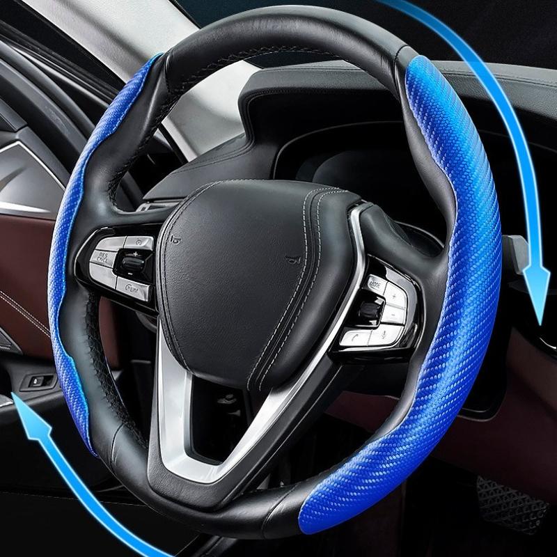 2 ST Kolfiber Bil Rund Rattkåpa Halkfri Rattkåpa Skydd Dammtät Tvättbar Interiör Biltillbehör