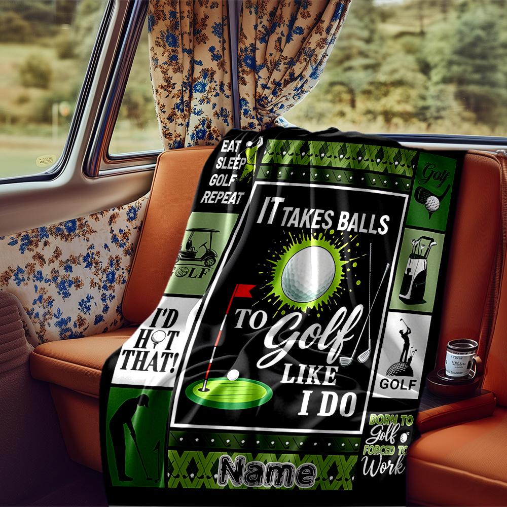 Golfing Passion And Dedication Artwork Rv Blanketcustomizable With Your Namecomfortable And Stylish Perfect For Rv Travel Beds Chairs Offices Sofas Rv