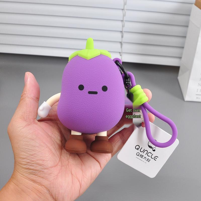 Q Version Cartoon Vegetable Silicone Keychain Earphone Coin Mini Bag Pendant for Kids