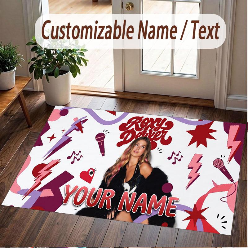 Custom Name Crystal Velvet Rug,Roxy Dekker Comfortable Anti Slip Floor Mat For Room Decoration