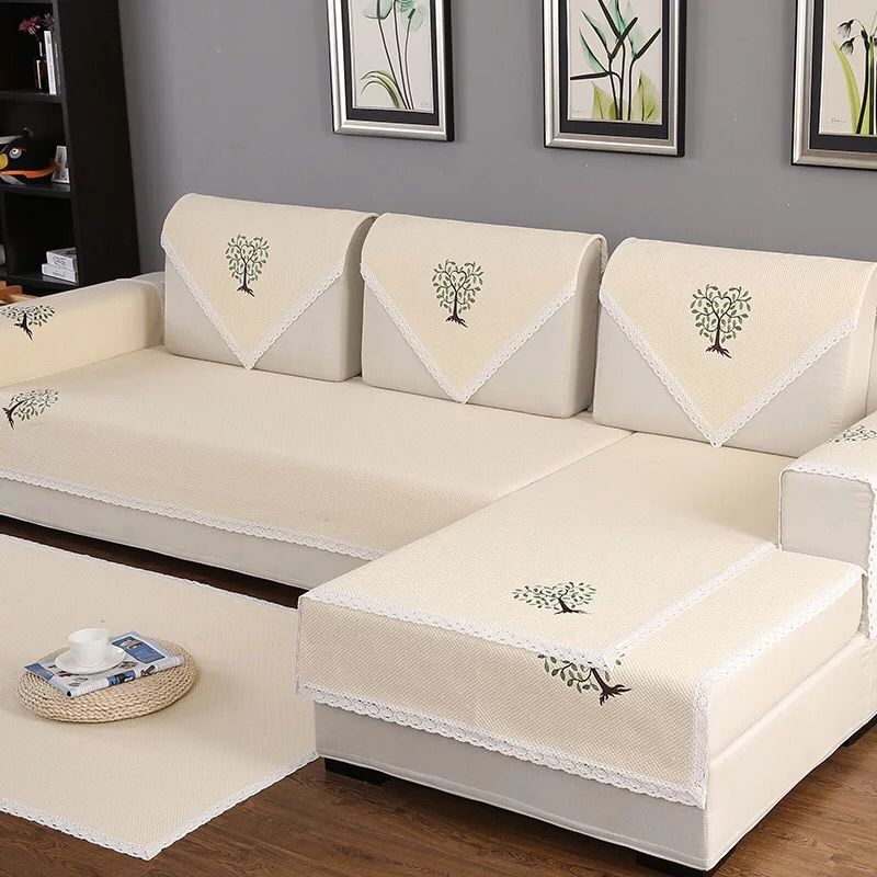 Cotton and linen fabric sofa cushions, non-slip cushions, all-season universal, simple, modern cotton and linen woven cushions