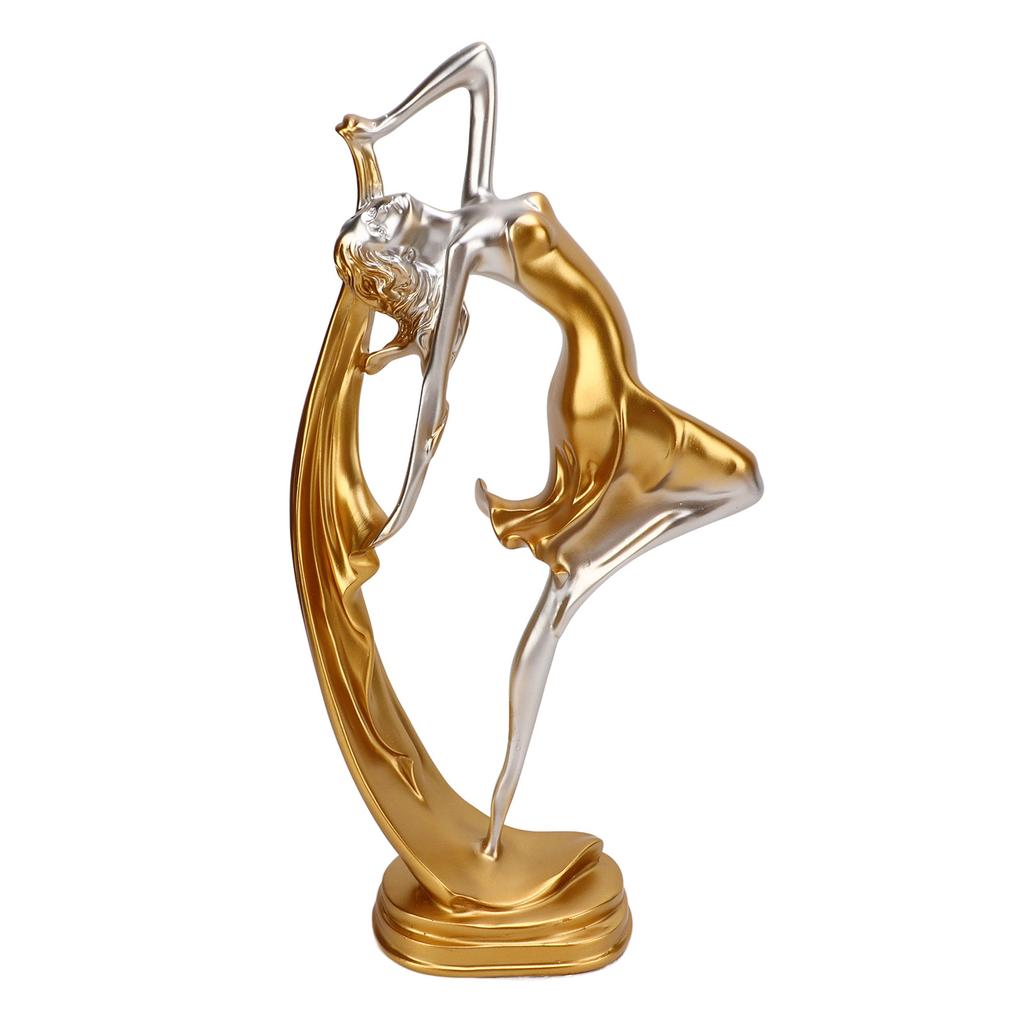 Dancing Girl Statue Gold Elegant Ballet Girl Craft Ornaments for Living Room Bedroom Wine Cabinet
