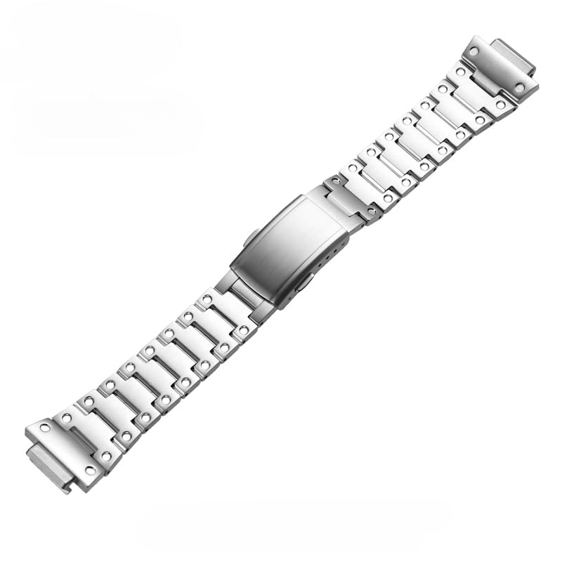 

[HEZKUGU] Ремешок для часов из нержавеющей стали для совместимых G-SHOCK GM-5600 (СЕРЕБРЯНЫЙ)