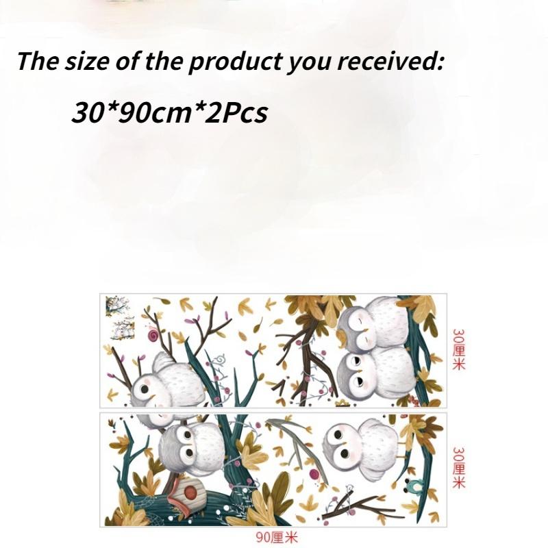 New 30*90*2Pcs Cartoon Cute Animal Owl Waterproof Decals Kindergarten Classroom Children's Room Decoration Wall Stickers
