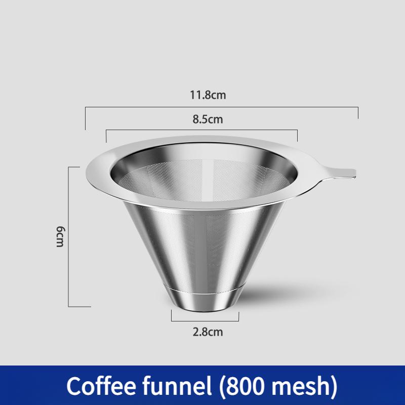 GIANXI 800 Mesh Coffee Filter Stainless Steel Double-Layer Precision Filter Coffees Funnel Home Hand Coffee Tool Set