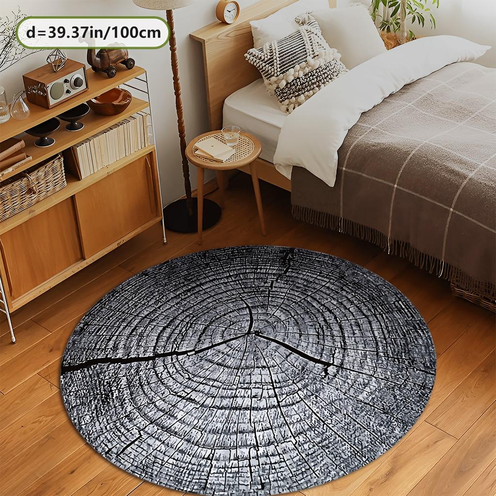 Tappeto Rotondo con Texture Legno Creativa Morbido Antiscivolo Tappetino Area Tronco d'Albero Tappeto Stile Natura Estetico per Ingresso Ufficio Domestico Lavabile